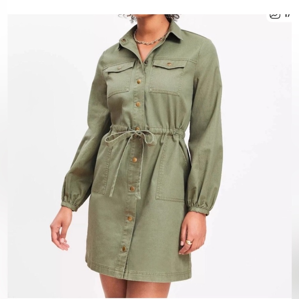 LOFT Green Women's Shirt Dress